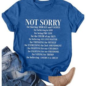 No Brand Womens Not Sorry For Having Morals And Values - Proud Conservative V-Neck T-Shirt, Large