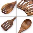 Premium 8-Piece Teak Wood Cooking Utensil Set - Heat Resistant, Lightweight & Sturdy Wooden Spoons for Non-Stick Cookware - Ideal for Cooking, Stirring & Serving