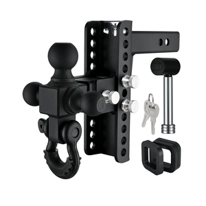 Adjustable Trailer Hitch, 8" Drop Hitch Fits 2-in Receiver, Heavy Duty Tow Hitch with Tri-Ball & Rotatable Shackle, 1-7/8" & 2" &2-5/16" Ball, Black