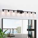 8-Light Black Vanity Light Fixtures,Vanity Lights Clear Glass ShadeRust and Moisture Resistant Easy to Install Vanity Lights for Bathroom Light Over Mirror