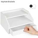 Ballucci Desk Organizer with Drawer, 2 Tier Paper Office Supplies Desk Organizer, 13 2/5" x 9 3/5" x 6", White