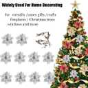 10 Pcs Fake Flowers Poinsettia Artificial Silver and White Flower 5.5" Christmas Tree Ornaments for Spring Easter Home Kitchen Wedding Bouquet Mother's Gift Day Decorations