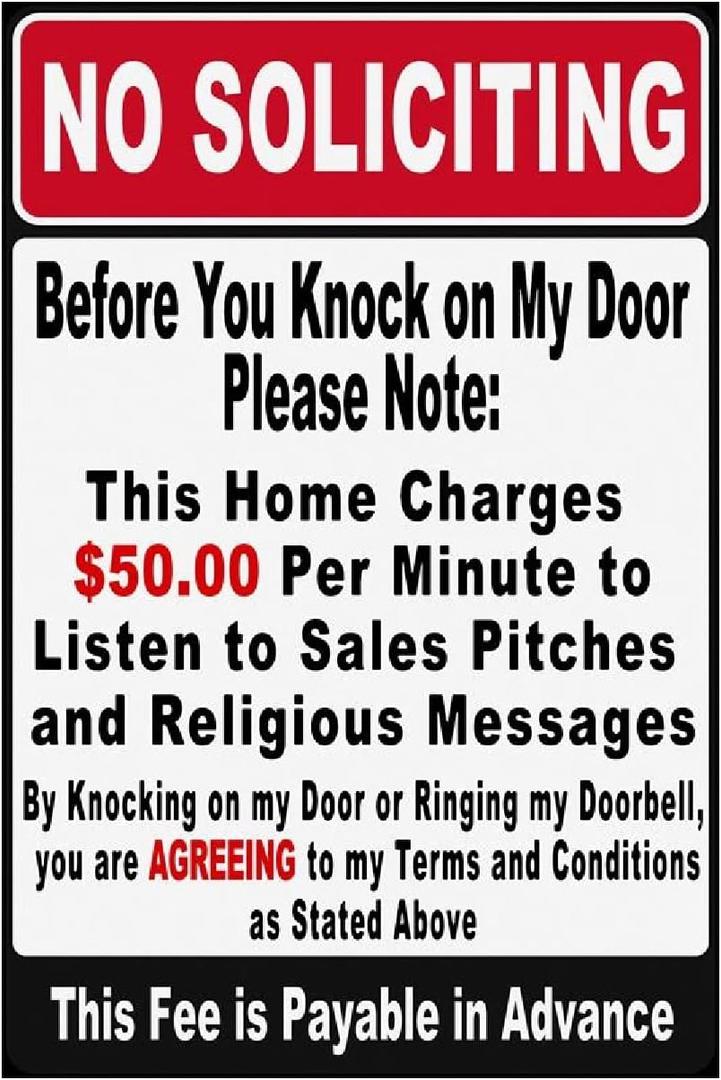 Funny No Soliciting Sign, Metal Warning Tin Signs, Before You Knock on My Door Please Note, Yard Sign Garage Farm Garden Wall Decor Sign Plaque Outdoor for Home Fence 8 X 12 Inches (tph-153)