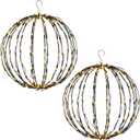 GOOX 2 Pack 14" LED Christmas Light Balls. Fold Metal Frame Prelit Sphere Balls. Outdoor Waterproof Hanging Balls Lights for Trees. Warm LED Globe Lights for Holiday Decor, Patio, Wedding Decor