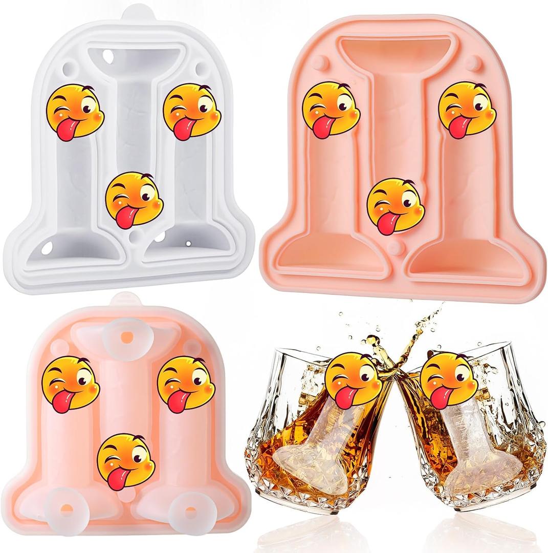 Hoolerry Ice Cube Molds Cube Trays Fun Shapes Silicone Ice Ball Maker with Lid for Whiskey Cocktails Juice Drinks Beverage Crafting Accessories Funny Gift(Skin Color,Classic Style) (Pale Apricot)