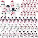 Soaoo 80 Pcs Mini Resin Snowman Figurines, Christmas Miniature Decor,Cute