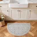 jinchan Zenith Blue Floral Area Rug for Entryway 2x3 Vintage Washable Rug Half Circle Botanical Non-Slip Doormat Low-Profile Soft Small Throw Dirt Trapping Carpet for Entrance Kitchen Bedroom Bathroom
