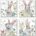 Thirstystone Spring Meadow Bunnies Multi-Image Absorbent Stone Tumbled Tile Coaster 4 Pack with Protective Cork Backing Manufactured in The USA