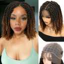 Fancy Hair Double Full Lace Knotless Braided Wig Lightweight Short Passion Twist Wig with Baby Hair for Black Women (Ombre Brown)