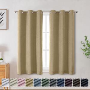 OVZME Gold Blackout Curtains 54 inch Long for Bedroom Living Room, Thermal Insulated Total Blackout Curtains, Balance Privacy and Noise Reducing Small Window Curtains, Set of 2, 30Wx54L