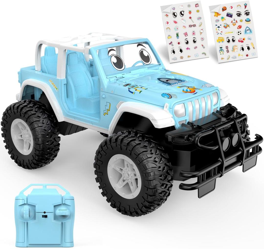 NQD Remote Control Car for Kids 1:16 Scale 80 Min Play with Stickers, 2.4Ghz Off Road RC Trucks Toy Car Gift for Kids, Blue