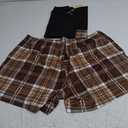Ekouaer Women's 2Piece Pajama Set Short Sleeve Sleepwear PjTop and ShoPjs Brown Plaid, XXL