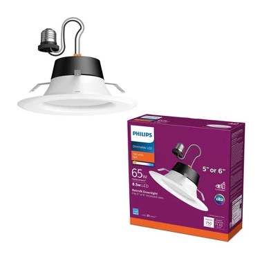 Philips 65-Watt 4 in. Soft White (2700K) Warm Glow Dimming Effect Dimmable Retro
