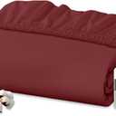 Royale Linens 100% Organic Cotton Fitted Sheet - Percale Weave - Super Soft Deep Pocket Bottom Sheets - Elastic Sheet Queen Size - Queen Fitted Sheets Only - (60"x80"+15", Red)