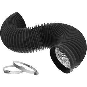 Vent Hose Flexible PVC Aluminum Foil Ducting Vent Hose for HVAC Ventilation with 2 Clamps (6in 25ft)