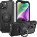 Diaclara Magnetic Ring Stand Designed for iPhone 14 Case, Compatible with MagSafe Built-in Touch Sensitive Anti-Scratch Screen Protector, with Camera Lens Protector for iPhone 14 6.1" (Black)