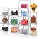 10 Pack X-Large Clear Stackable Plastic Storage Bins with Magnetic Lid, Acrylic Shoe Display Case for Book Cosmetic Figures Collectibles Showcase, Shoe Box Handbag Organizer,Size 14