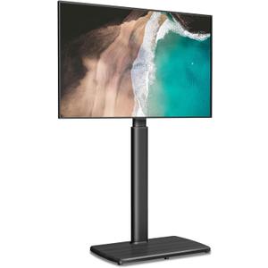 FITUEYES Floor TV Stand for Living Room, Bedroom, Tall Corner TV Stand Mount with Sturdy Wood Base for 32 to 70 Inch TVs, Swivel, Height Adjustable, Holds 40kgs, Black