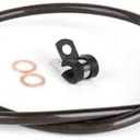 14" Ape Hanger Handlebar Front Brake Line Black Vinyl Stainless Steel Braided Extended Brake Cable for 2018-up Harley Softail with ABS