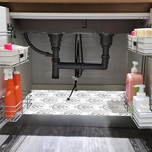 SFSGQZTZ Under The Sink Mat, 24 X 36 in, Durable Premium Mats Protect Kitchen and Bathroom Cabinets (Grey2)