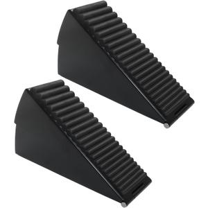 2 Pack Heavy Duty Door Stopper, 304 Stainless Steel Adjustable Door Stop with Spring Loading, 3 Inch Tall Stopper Wedge for Dorm Room, Non-Slip Base for Hardwood Tile Carpet (Black)