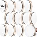 12 Pcs Tambourine Drum Bulk for Adults Hand Held Percussion Gift Operation Christmas Bulk Items Wood Metal Jingles Musical Educational Drum Instrument for Church Wedding Party Games(White)