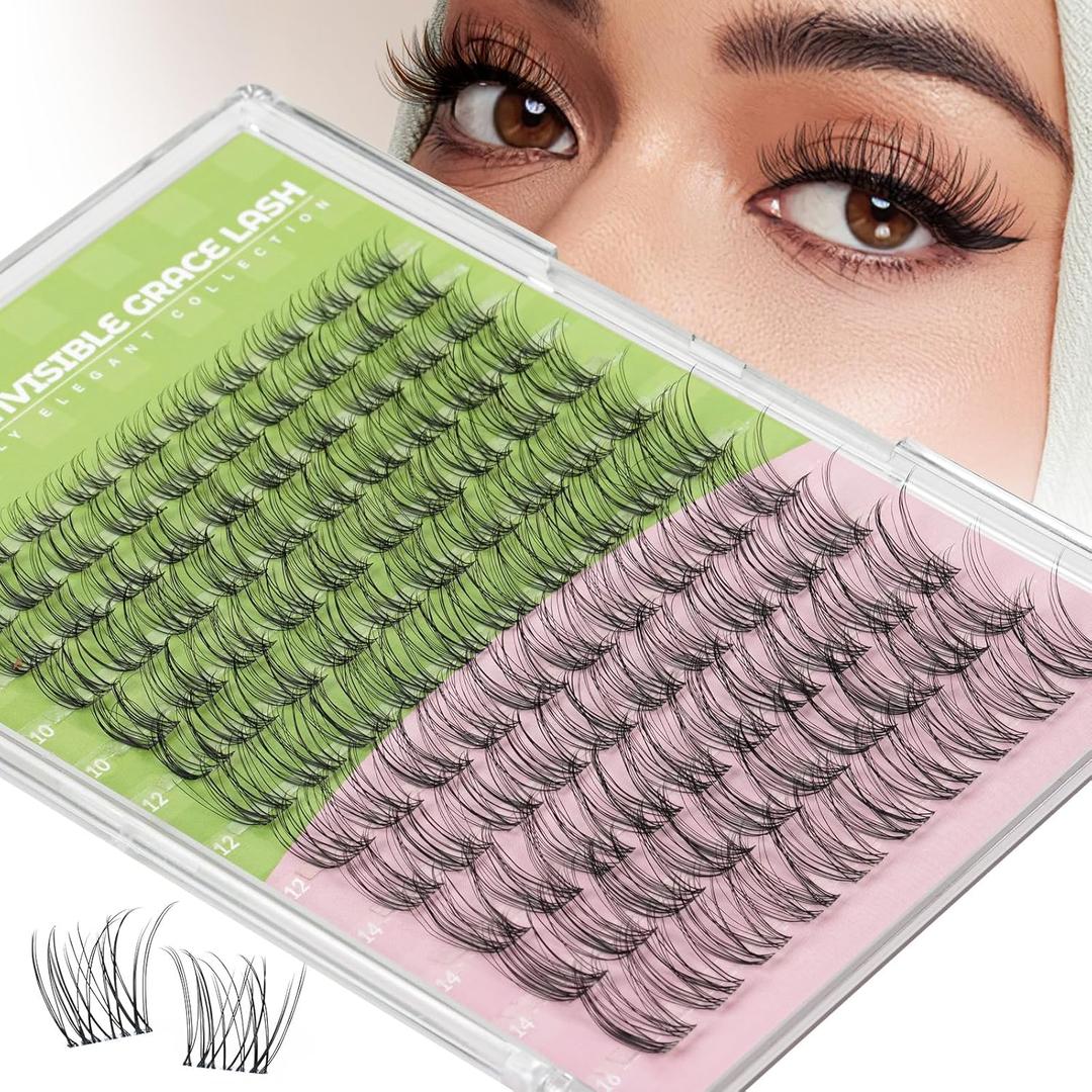 KEYYOU Venus Aurora Naiad DIY Lashes Clusters Invisible Band C Curl Natural Soft Waterproof 120Pcs Lash Extension Easy to Apply at Home Cosmetic Makeup Volume False Eyelashes (AuroraC816MIX)