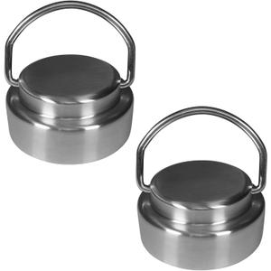 2pcs Stainless Steel Cap Lid Top with Flip Up Carry Handle for Hydro Flask Type Wide Mouth Bottles (Set of 2, Diameter 2.2")