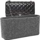Lckaey Purse Organizer Insert for bag insert organizer classic flap medium Purse Organizer No zipper2009lightgray-M