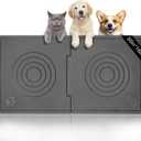 Stone Dog & Cat Food Mat, Diatomaceous Pet Feeding Mat for Water Bowls, Quick Drying Non-Slip Mat for Floors (Grey, 30" x 16")
