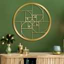 LZAOA Fibonacci Spiral Metal Wall Art, Math Art Fibonacci Spiral Gold Wall Decor, Metal Wall Decor for Living Room, Office, Outdoor, Indoor (23 * 23 In)