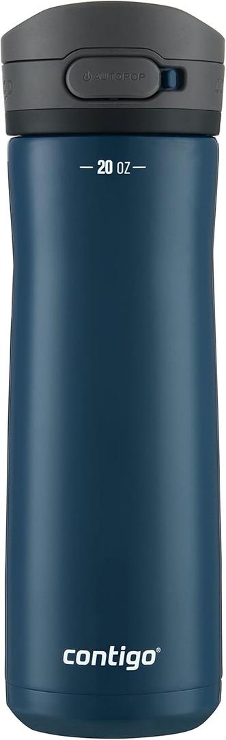 Contigo Jackson Chill 2.0, Vacuum-Insulated Stainless Steel Water Bottle with Secure Lid, Leak-Proof Travel Friendly, 20oz Capacity, Blueberry Color, Keeps Drinks Cold for 12 Hours