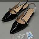 Elisabet Tang Women Slingback Flats with Rhinestone Pointed Toe Flats for Women Dressy Shoes Black Patent 9