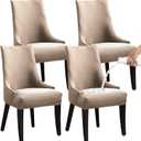Wingback Dining Chair Covers, Reusable Accent Chair Covers Slipcover with Arms, Remove Washable Dining Chair Protector Covers for Dining Room (Set of 4, Khaki)