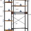 K1 Heavy Duty 7-Tier Over The Toilet StorageWith Basket and Paper HookFreestanding Above Toilet Shelf with Adjustable FeetSpace Saver Bathroom Shelves 9.3"D x 33.5"W x 63.8"HRustic Brown