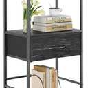 HOMEKOKO 3-Tier Bookshelf with Adjustable Flip Top, Living Room Industrial Movable Bookcase, Rustic Book Shelf with Drawer, Wood-Metal Rustic Bookshelves (Black Wood Veins)
