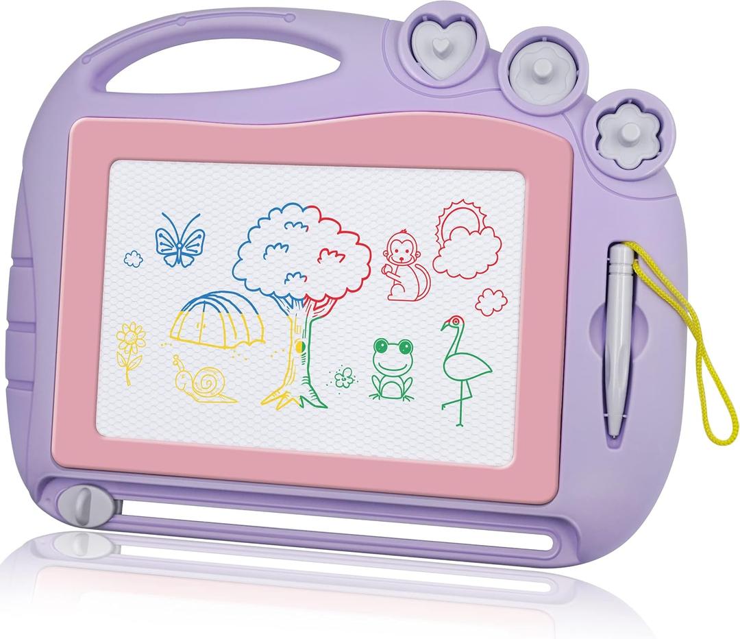 AiTuiTui Magnetic Drawing Board Toddler Toys for Girls Gifts, Erasable Sketch Writing Doodle Pad Travel Games for Kids in Car, Early Education Learning Skill Development Toys for Kids Toddlers (Purple)