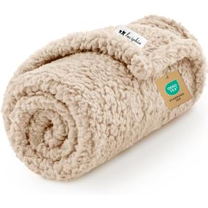 Luciphia Premium Fleece Dog Puppy Blanket Soft Pet Sherpa Calming Cat Blanket Throw for Small Medium Dog Cat(Beige,30x20 inches)