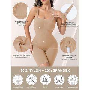 Strapless Shapewear Bodysuit Butt Lifter Body Shaper for Women Under Dress Tummy Control full Body Shapewear, L