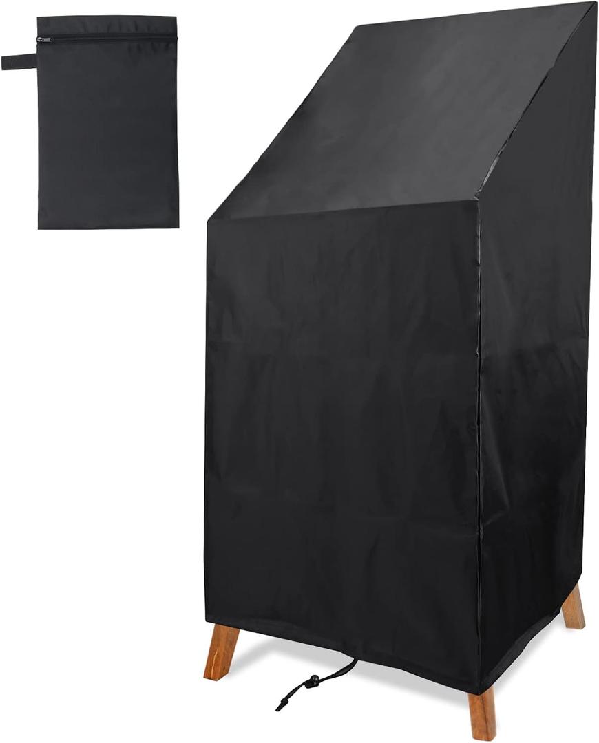 Outdoor Chair Cover Waterproof, High Back Stackable Patio Chair Cover for Outdoor Lawn Furniture for Protecting (51x25x25in) (black)