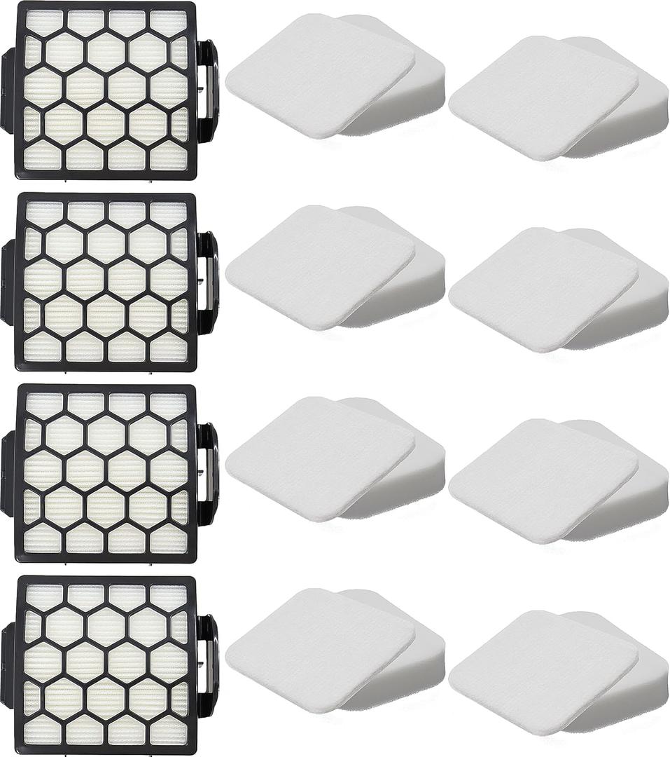 for Shark ZU62 ZU60 Navigator Zero-M Self-Cleaning Brushroll Pet Pro Upright Vacuum Replacement Filter Compare ZU62C NV150 NV151 NV251 NV255 Parts 1238FT60, 4 Filters 8 Foam 8 Felt Kit