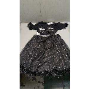 Morph Girls Black Cat Costume - Kids Halloween Cat Dress with Tail & Headband - Sizes L