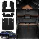 Rongtaod Floor Mats Compatible with 2023 2024 2025 Honda Pilot Trunk Liner Cargo Liner Cargo Mat Back Seat Cover Protector Pilot Accessories (Trunk Mat with Backrest Mat+Floor Mats)