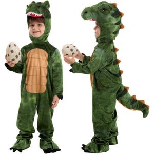 Spooktacular Creations Halloween Realistic T-rex Costume Outfit Dinosaur Jumpsuit with Egg for Kids Toddler Dress-up Party (18-24 Months, Green)