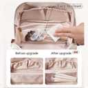 EACHY Travel Makeup Bag, Large Capacity Cosmetic Bags for Women, Waterproof Portable Pouch Open Flat Toiletry Bag Pattern Make up Bag (F-Beige)
