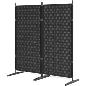 2 Panel Room Divider for Room Separation - Wall Partition Rooms Dividers and Folding Privacy Screens Indoor Small Devider Black Fresstanding Portable Separator Space Screen Partitions