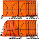 Afcabakila 16 Pcs Basketball Drawstring Bags, Orange Sport Party Favor Bags, 11.8x9.8 Inch Gym Sack For Team Snacks, Gift, Storage, And Decorations