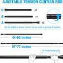 MEXAU Shower Curtain Rod 44-77 inch Black Tension Rod Shower rod Non Slip Tension Curtain Rod Adjustable Curtain Rods No Drilling Shower Rods for Bathroom Windows Closet