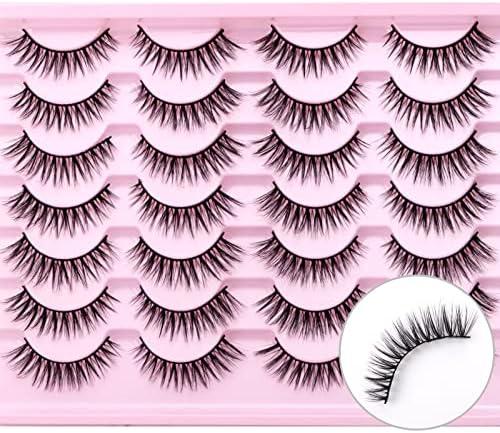 SQYlashes Natural Lashes Wispy Cat Eye False Eyelashes Short - 14 Pairs, G71 2Pcs