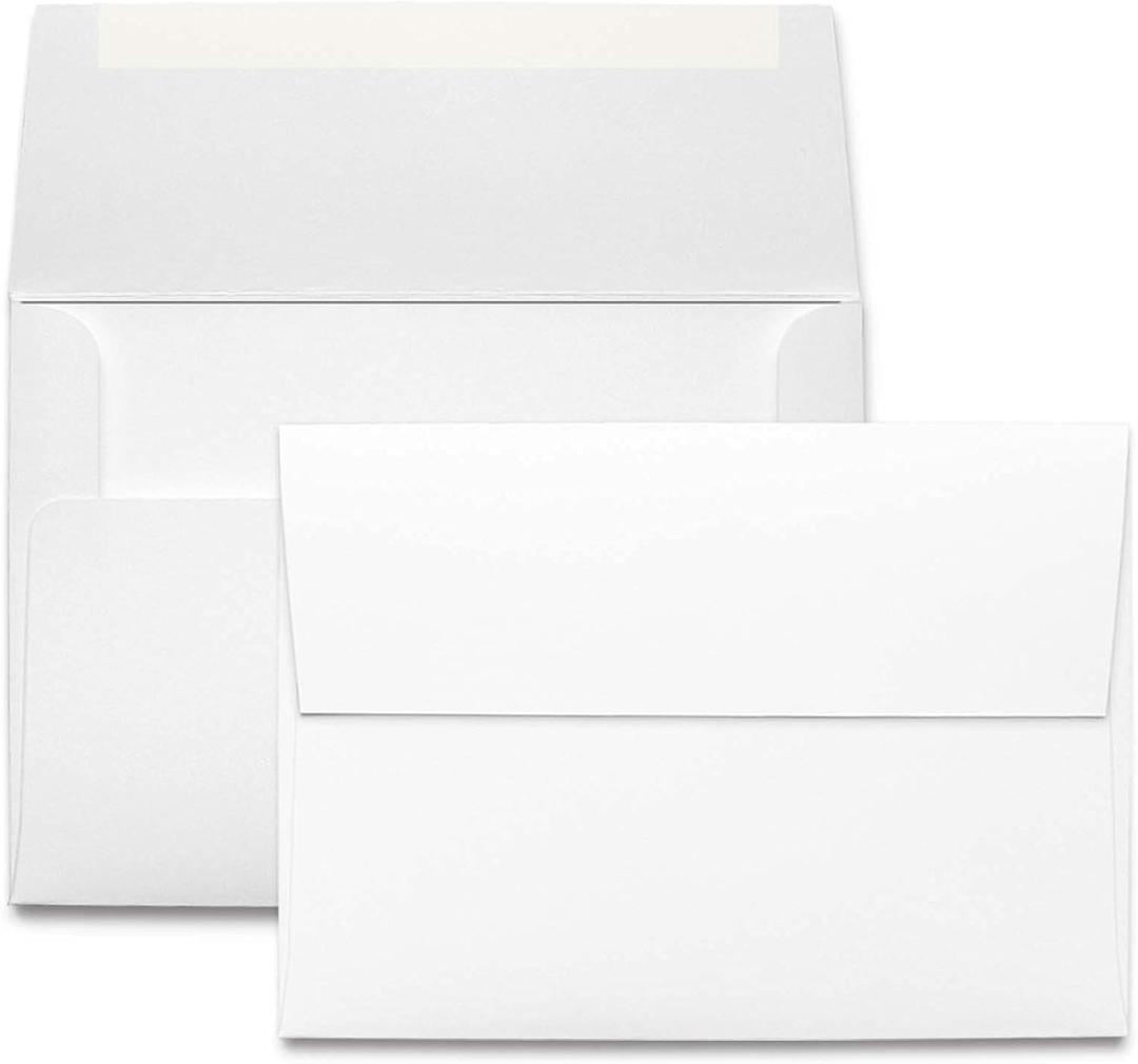 White A9 Self Seal Envelopes - 40 Envelopes - Thick A9 Size (5.75 x 8.75 inch) with Bright White Vellum Finish - For Mailing Greeting Cards, Invitations, Postcards, Photos, & Announcements
